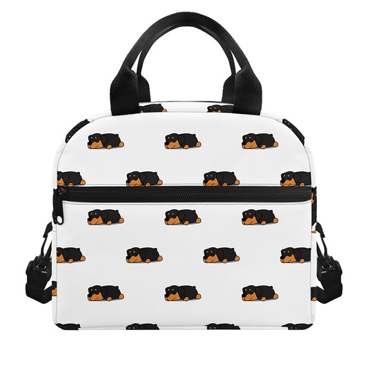 Sleeping Rottweiler Pattern Print Insulated Lunch Bag