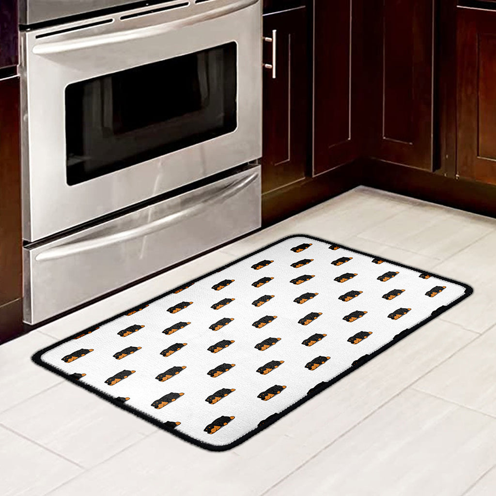 Sleeping Rottweiler Pattern Print Kitchen Mat