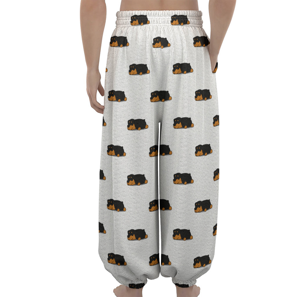 Sleeping Rottweiler Pattern Print Lantern Pants