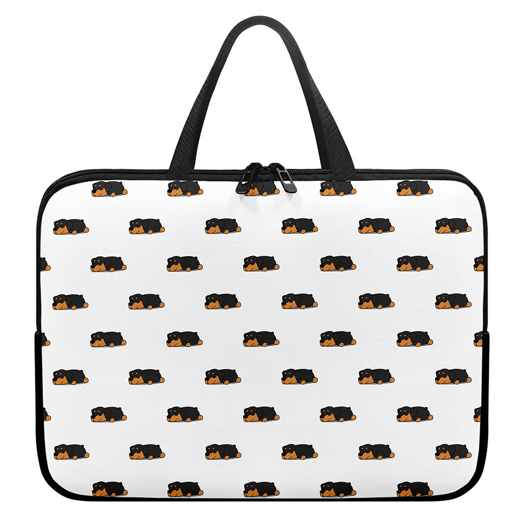 Sleeping Rottweiler Pattern Print Laptop Sleeve With Handle