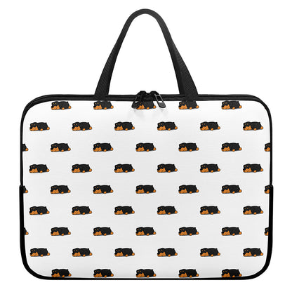 Sleeping Rottweiler Pattern Print Laptop Sleeve With Handle