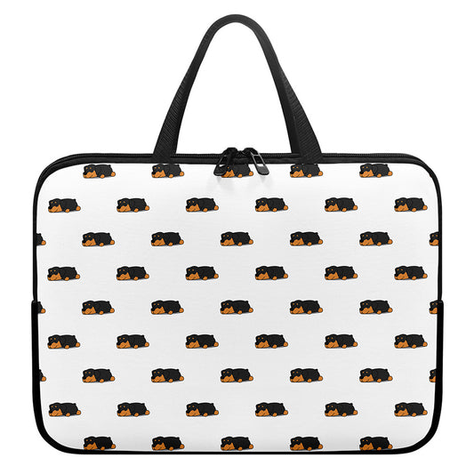 Sleeping Rottweiler Pattern Print Laptop Sleeve With Handle