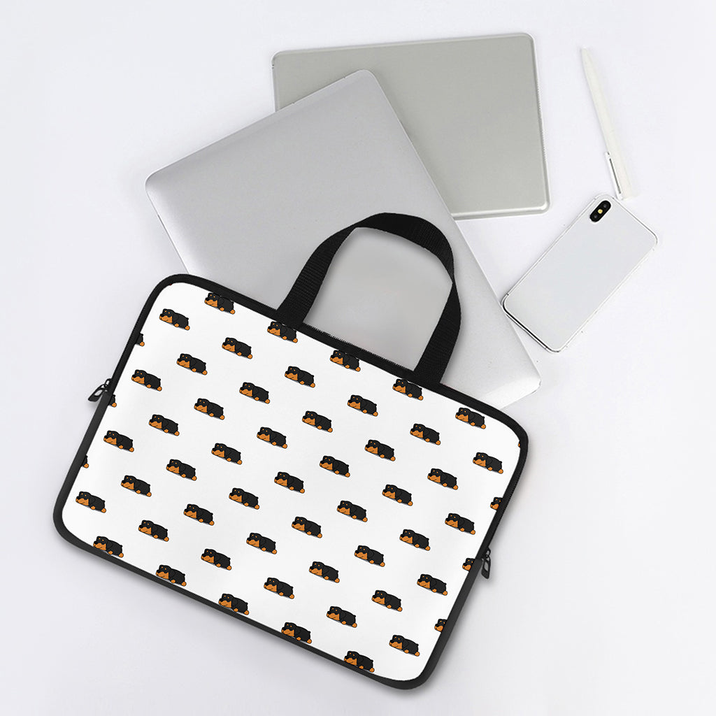 Sleeping Rottweiler Pattern Print Laptop Sleeve With Handle