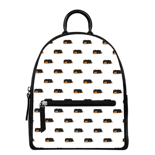 Sleeping Rottweiler Pattern Print Leather Backpack