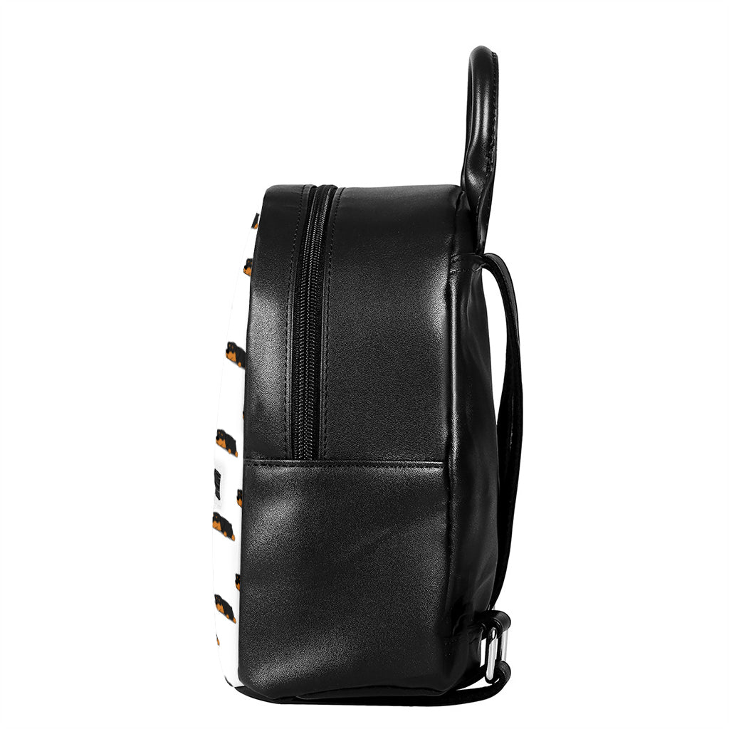 Sleeping Rottweiler Pattern Print Leather Backpack
