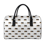 Sleeping Rottweiler Pattern Print Leather Duffle Bag