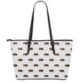 Sleeping Rottweiler Pattern Print Leather Tote Bag With Zipper