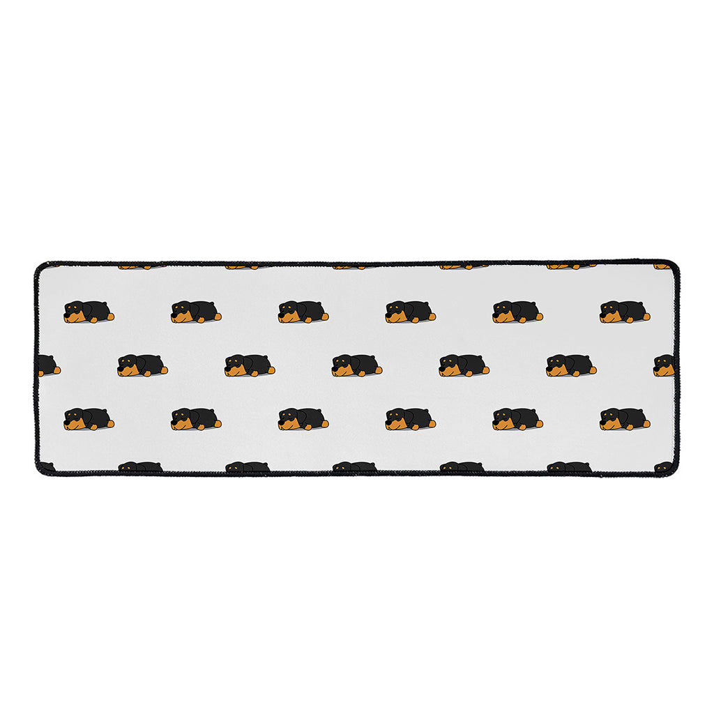 Sleeping Rottweiler Pattern Print Long Kitchen Mat
