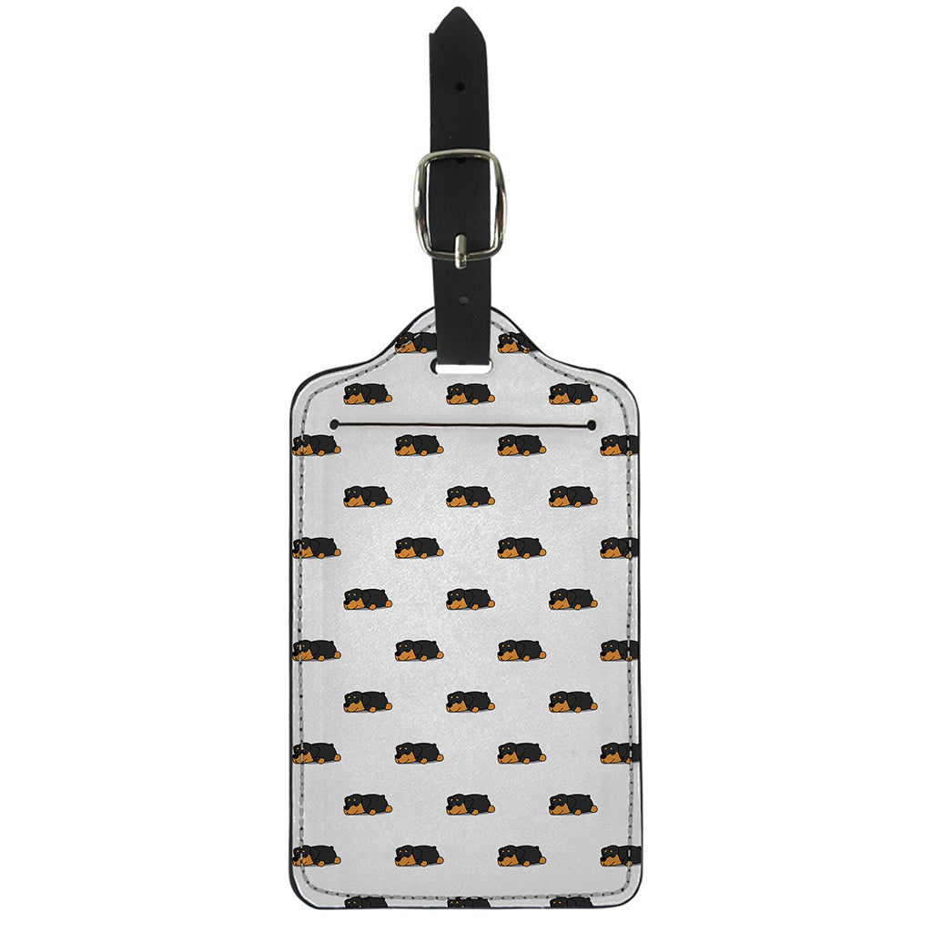 Sleeping Rottweiler Pattern Print Luggage Tag