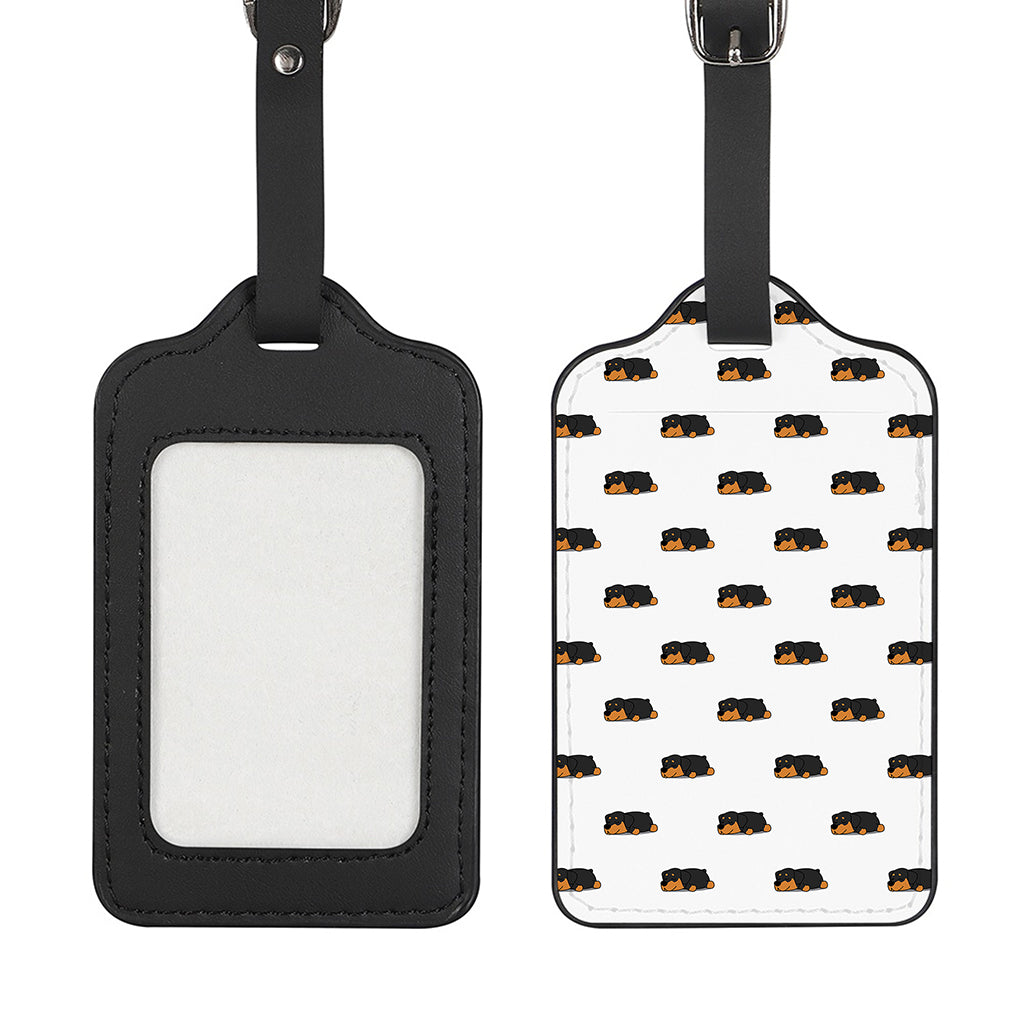 Sleeping Rottweiler Pattern Print Luggage Tag