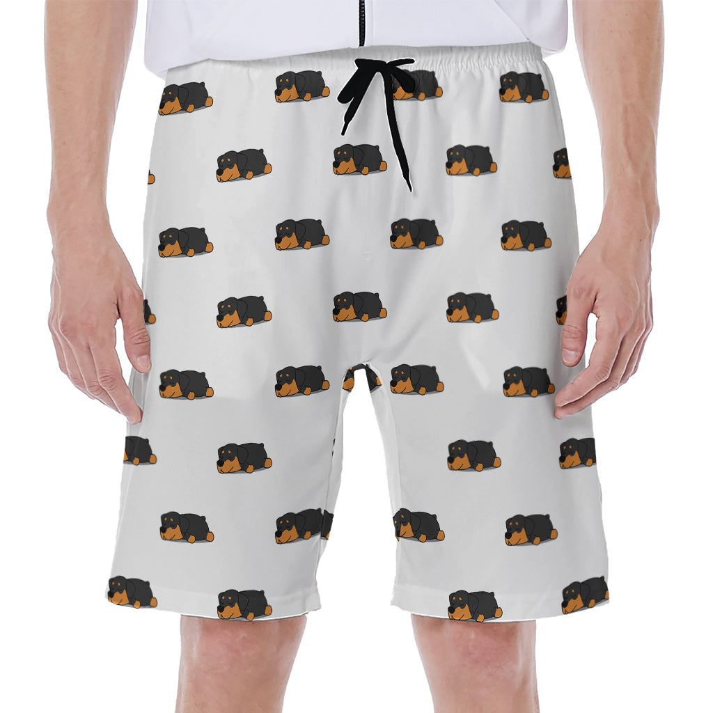 Sleeping Rottweiler Pattern Print Men's Beach Shorts