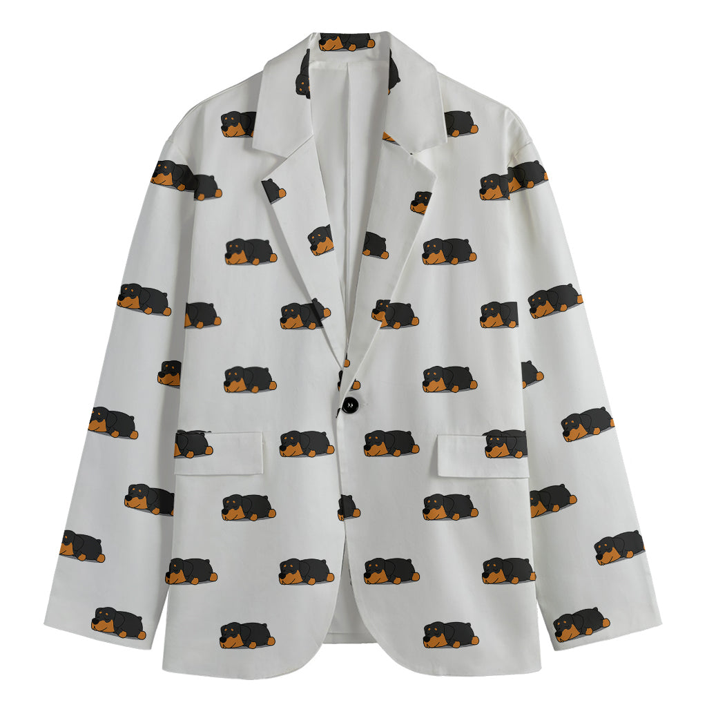Sleeping Rottweiler Pattern Print Men's Blazer