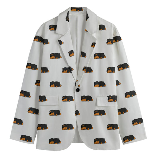 Sleeping Rottweiler Pattern Print Men's Blazer