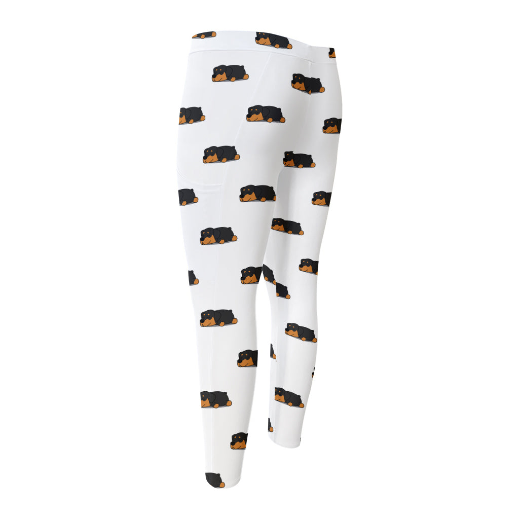 Sleeping Rottweiler Pattern Print Men's Compression Pants
