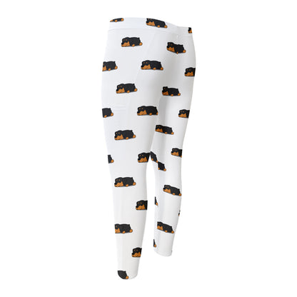 Sleeping Rottweiler Pattern Print Men's Compression Pants