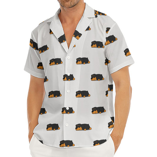 Sleeping Rottweiler Pattern Print Men's Deep V-Neck Shirt