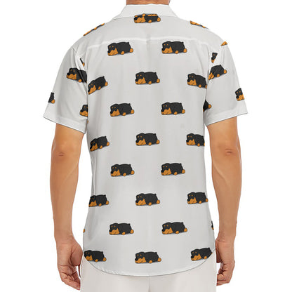 Sleeping Rottweiler Pattern Print Men's Deep V-Neck Shirt