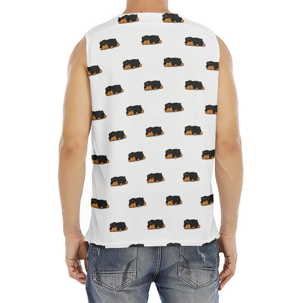 Sleeping Rottweiler Pattern Print Men's Fitness Tank Top