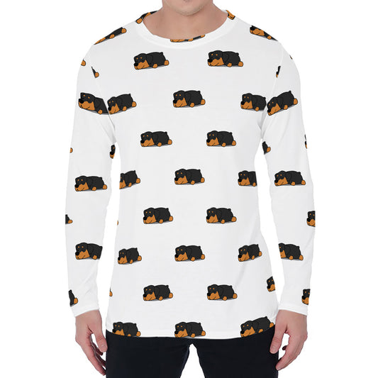 Sleeping Rottweiler Pattern Print Men's Long Sleeve T-Shirt