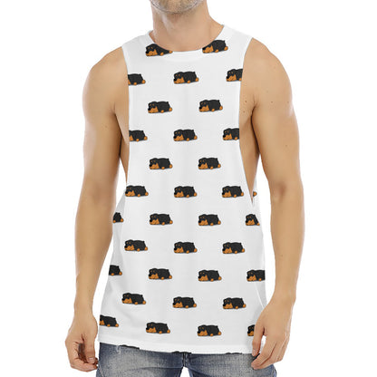 Sleeping Rottweiler Pattern Print Men's Muscle Tank Top