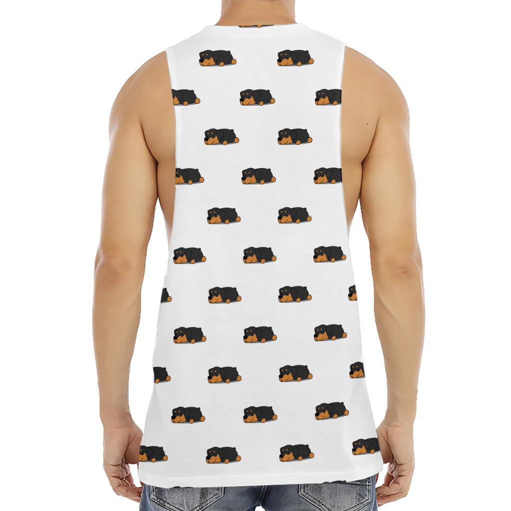 Sleeping Rottweiler Pattern Print Men's Muscle Tank Top