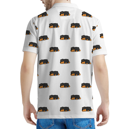 Sleeping Rottweiler Pattern Print Men's Polo Shirt