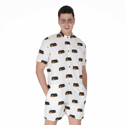 Sleeping Rottweiler Pattern Print Men's Rompers