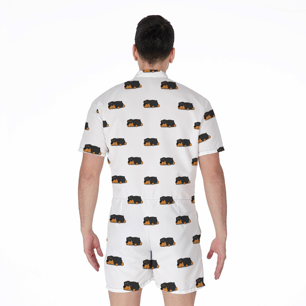 Sleeping Rottweiler Pattern Print Men's Rompers
