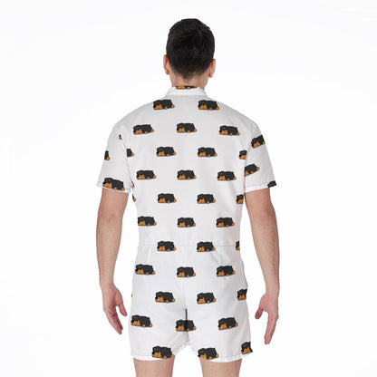 Sleeping Rottweiler Pattern Print Men's Rompers