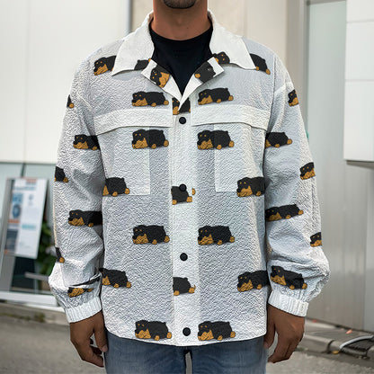 Sleeping Rottweiler Pattern Print Men's Shirt Jacket