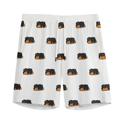 Sleeping Rottweiler Pattern Print Men's Sports Shorts