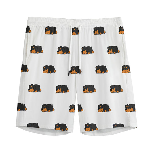 Sleeping Rottweiler Pattern Print Men's Sports Shorts