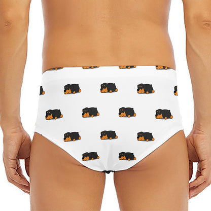 Sleeping Rottweiler Pattern Print Men's Triangle Swim Briefs