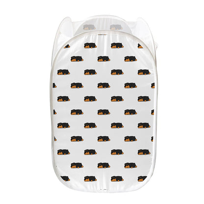 Sleeping Rottweiler Pattern Print Mesh Laundry Hamper