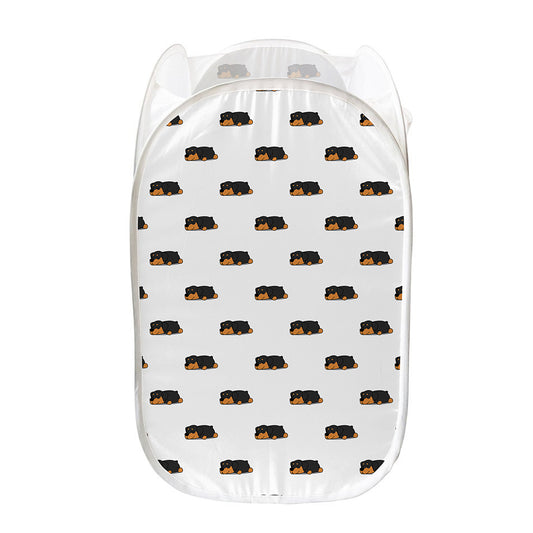 Sleeping Rottweiler Pattern Print Mesh Laundry Hamper