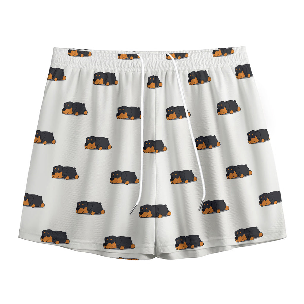 Sleeping Rottweiler Pattern Print Mesh Shorts