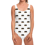 Sleeping Rottweiler Pattern Print One Piece Swimsuit