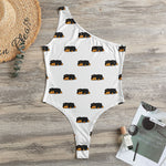 Sleeping Rottweiler Pattern Print One Shoulder Bodysuit