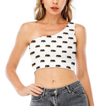 Sleeping Rottweiler Pattern Print One Shoulder Crop Top