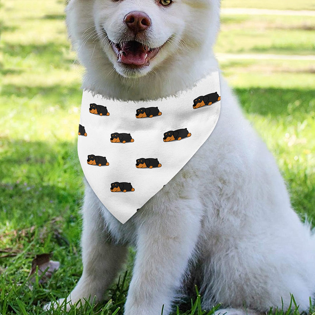 Sleeping Rottweiler Pattern Print Over The Collar Dog Bandana