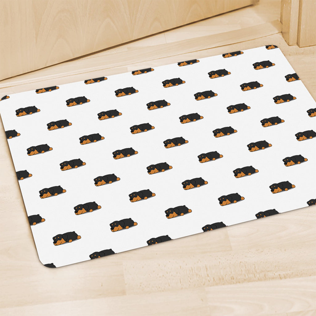 Sleeping Rottweiler Pattern Print Polyester Doormat