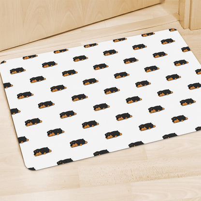 Sleeping Rottweiler Pattern Print Polyester Doormat