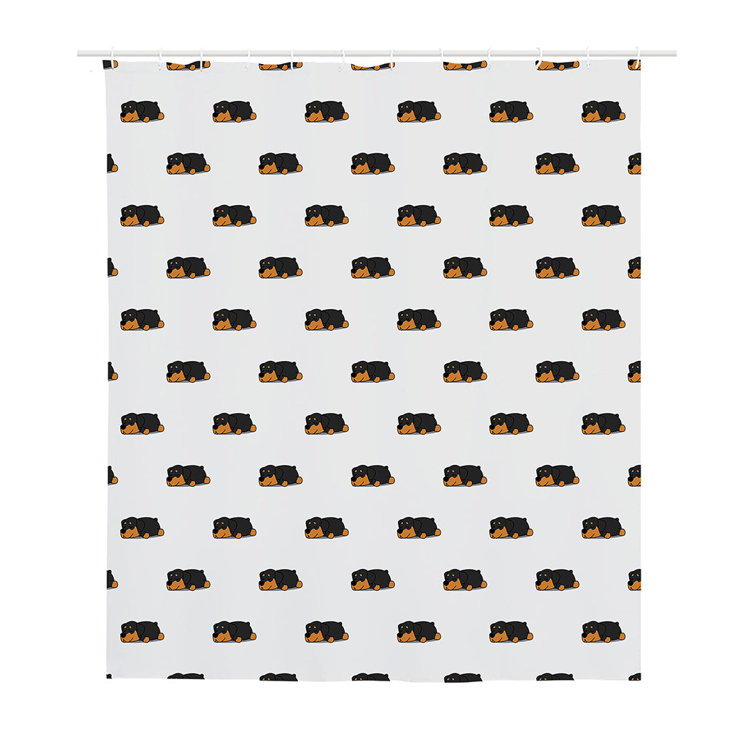 Sleeping Rottweiler Pattern Print Polyester Shower Curtain