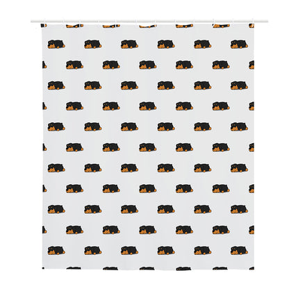 Sleeping Rottweiler Pattern Print Polyester Shower Curtain