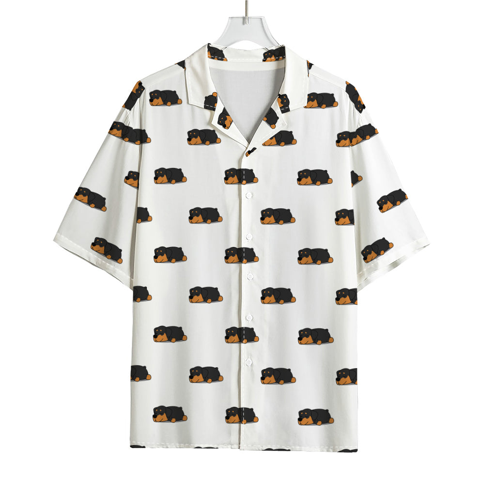 Sleeping Rottweiler Pattern Print Rayon Hawaiian Shirt