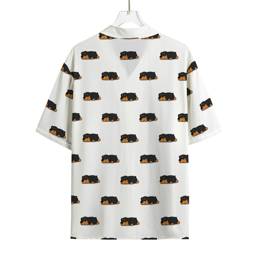 Sleeping Rottweiler Pattern Print Rayon Hawaiian Shirt