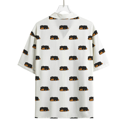 Sleeping Rottweiler Pattern Print Rayon Hawaiian Shirt