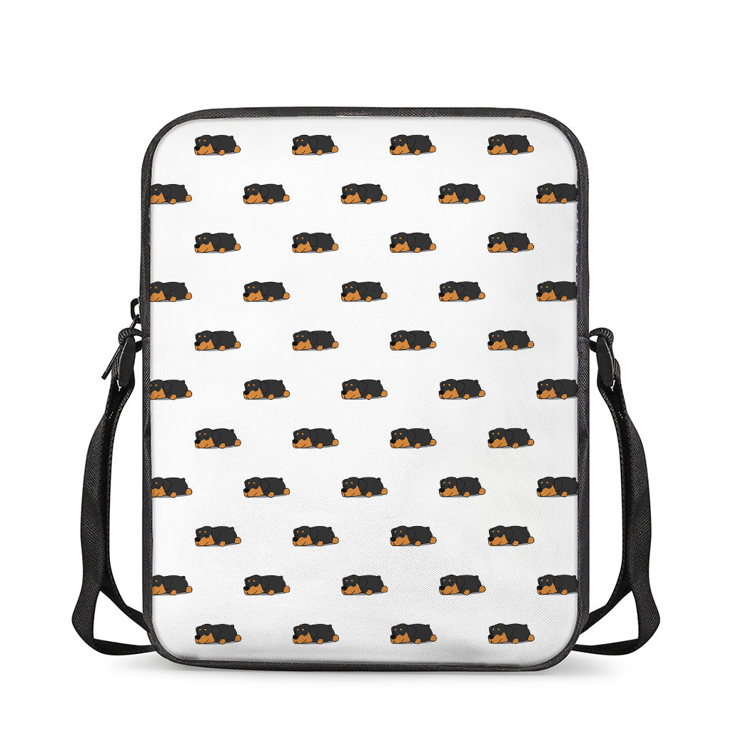 Sleeping Rottweiler Pattern Print Rectangular Crossbody Bag