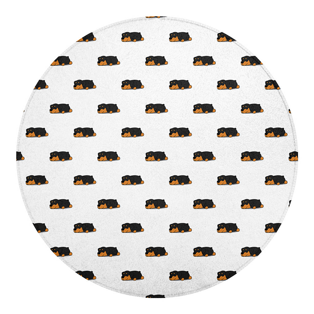 Sleeping Rottweiler Pattern Print Round Blanket