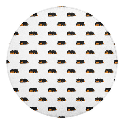 Sleeping Rottweiler Pattern Print Round Blanket